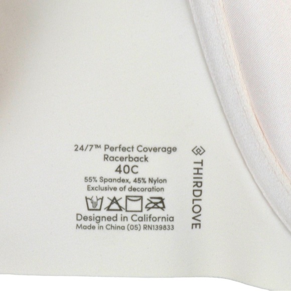 40C ThirdLove 24/7 Perfect Coverage Racerback Bra, Front Close - Pale Pink NEW - Picture 2 of 7